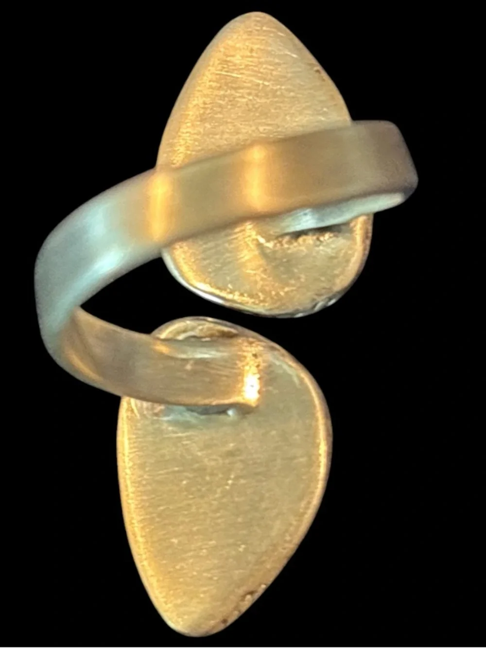 Sterling Silver And No. 8 Turquoise Double Teardrop Bypass Ring